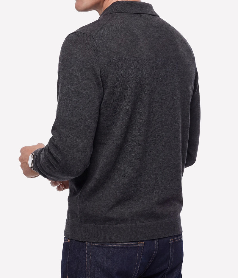 Knitted Pullover Polo in CHARCOAL