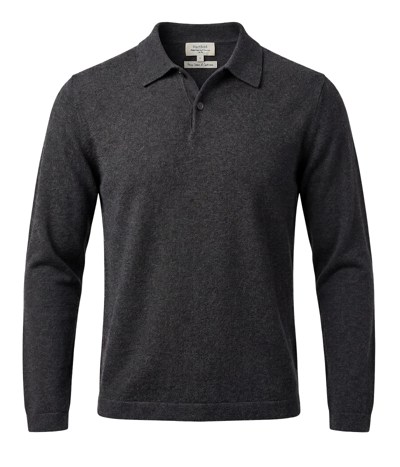 Knitted Pullover Polo in CHARCOAL