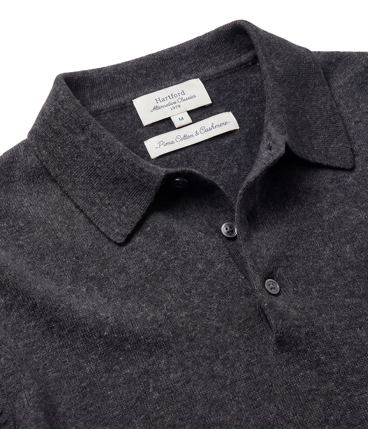 Knitted Pullover Polo in CHARCOAL