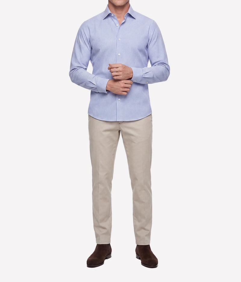 Slim Fit Shirt In Light Blue White Stripe