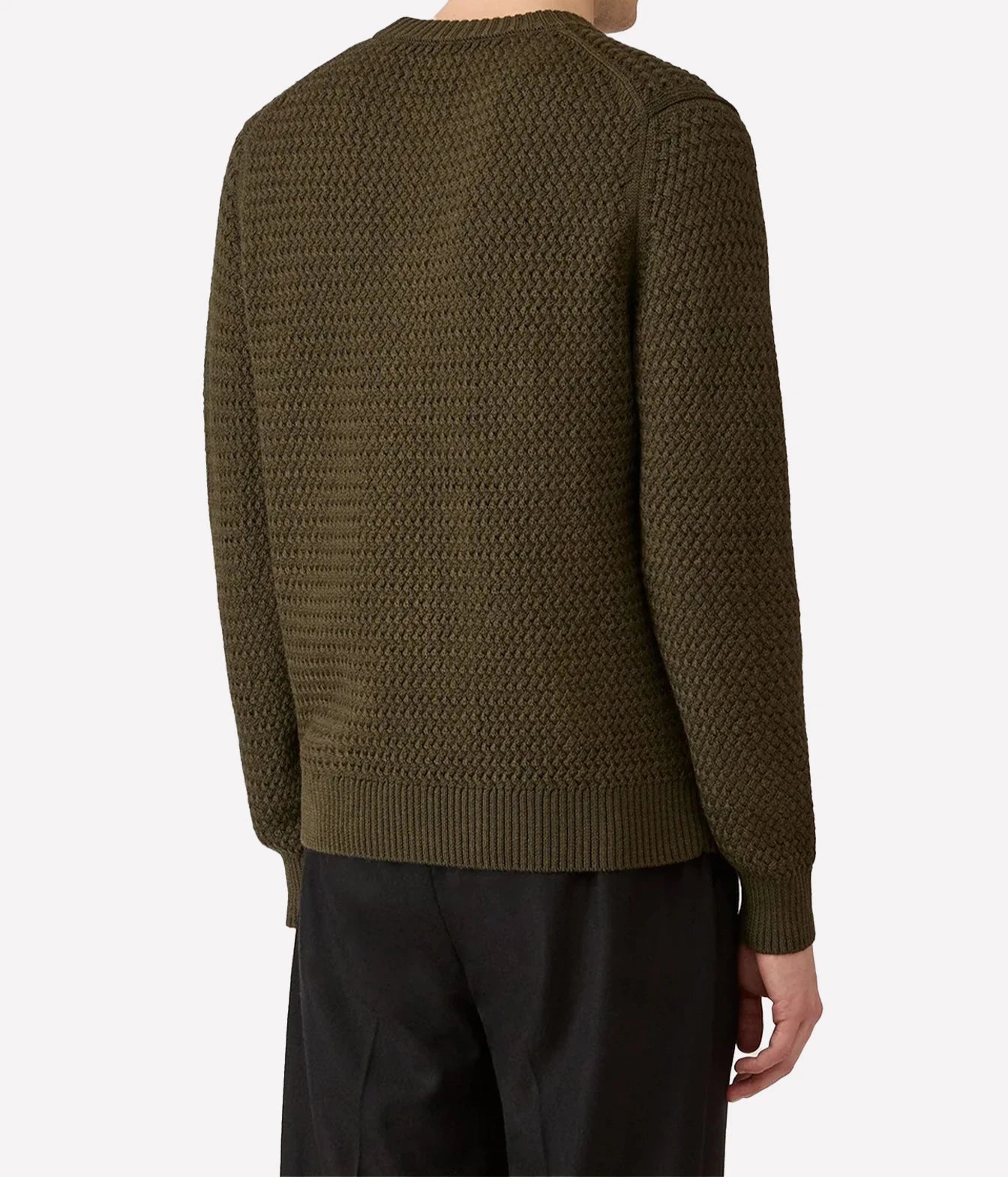 Basketweave Stitch Jumper in Loden Green