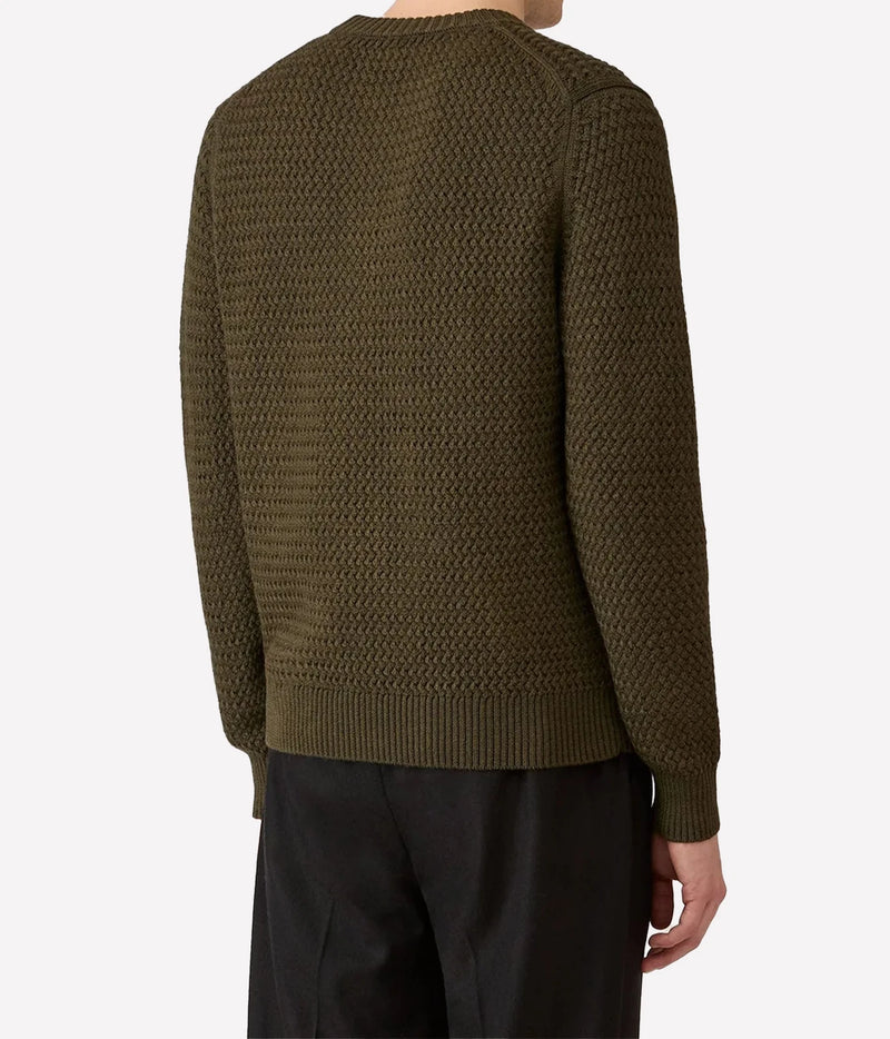 Basketweave Stitch Jumper in Loden Green