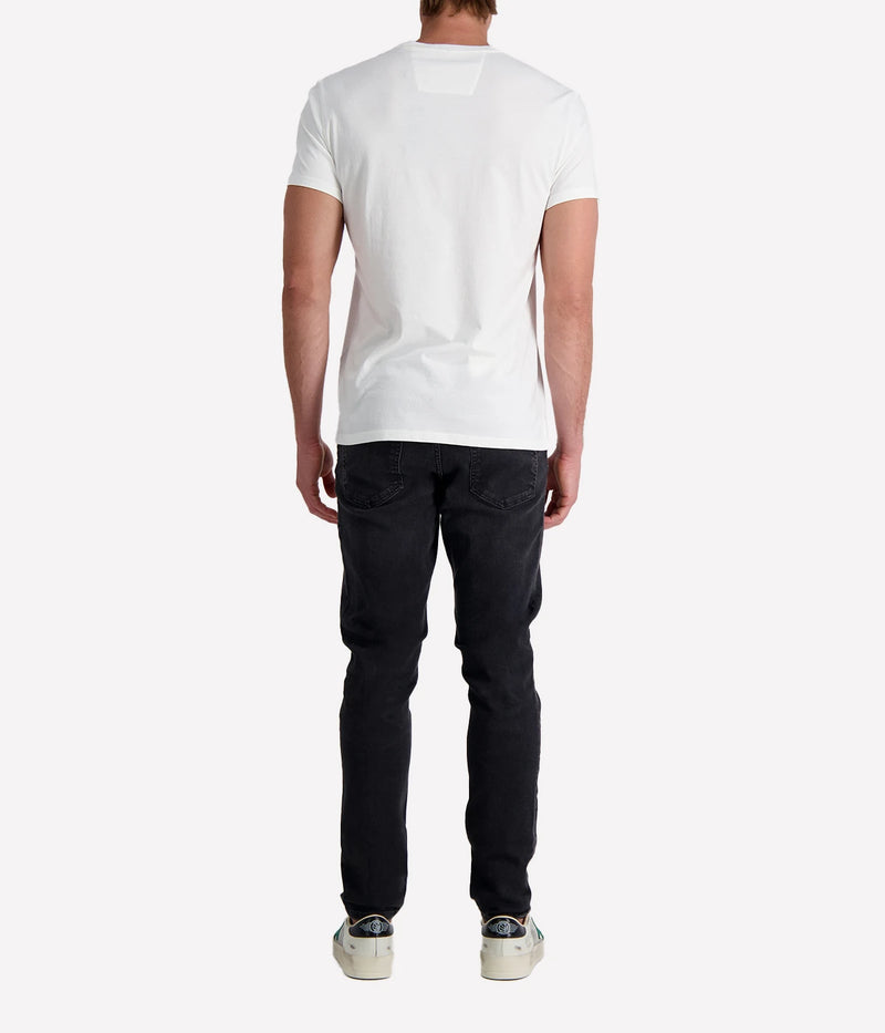 Men's Peace Symbol Graphic Tee in soft cotton with hand-embroidered international flag motifs on the front; features a crewneck and lived-in feel for effortless everyday style.