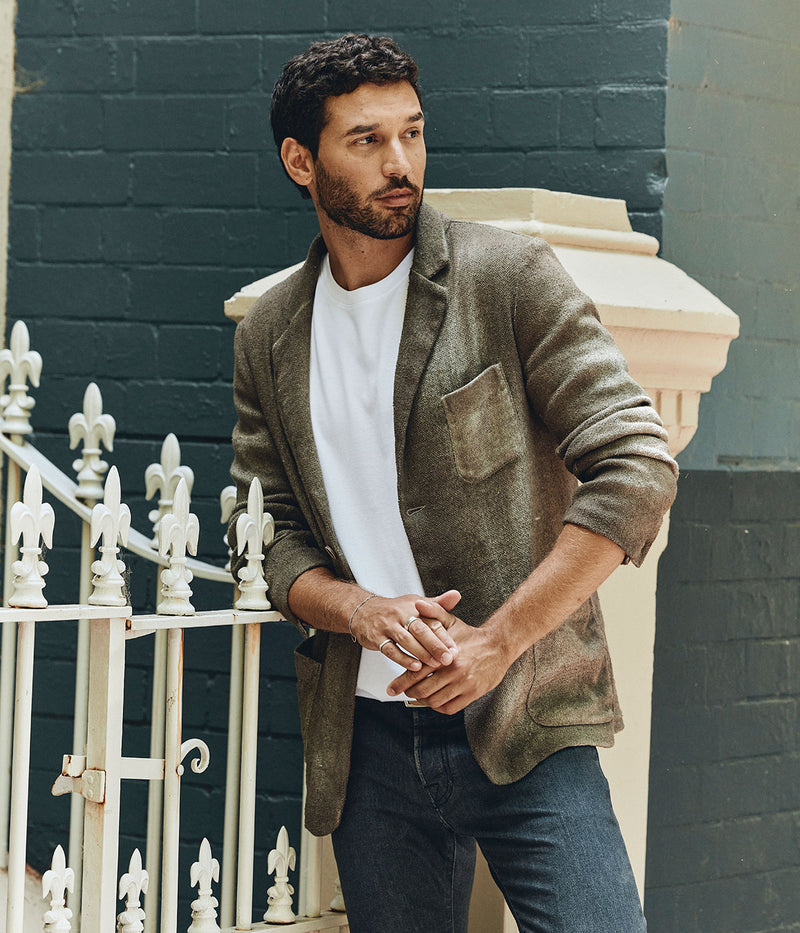 Avant Toi hand-painted micro mat stitch jacket in Liquirizia, crafted from merino, virgin wool, and cashmere blend, made in Italy