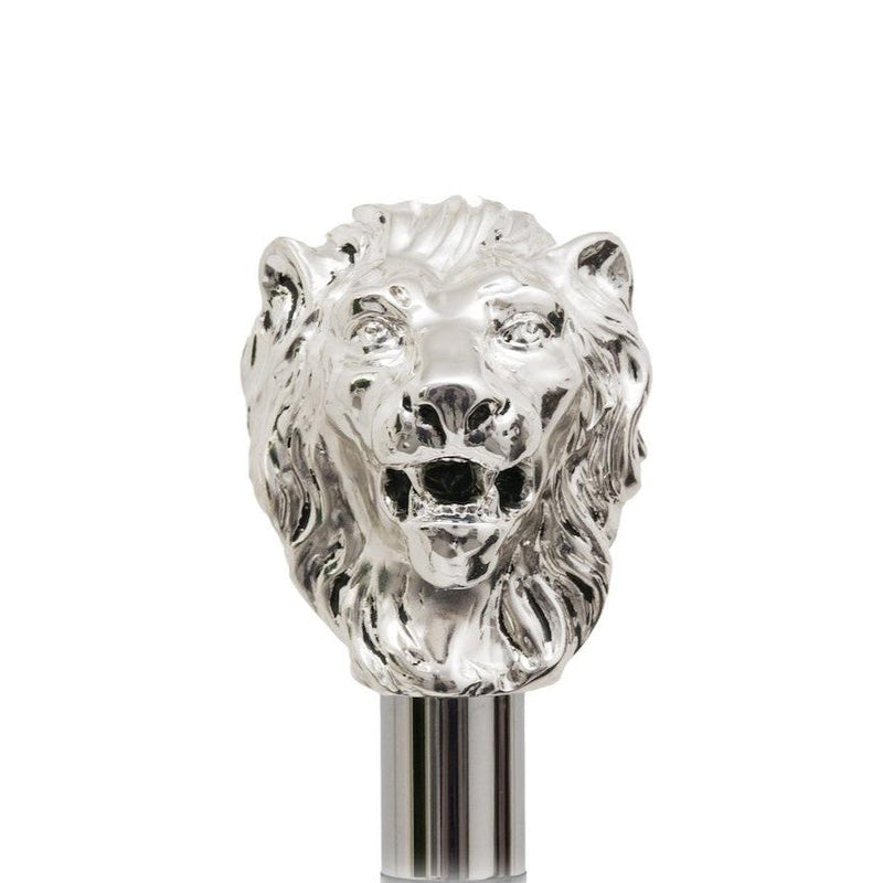  Silver Lion Folding Umbrella featuring a silver-plated resin handle and crafted from durable 100% polyester. Handmade in Italy, this umbrella combines timeless elegance with practicality, measuring 50cm in length and 100cm in diameter.