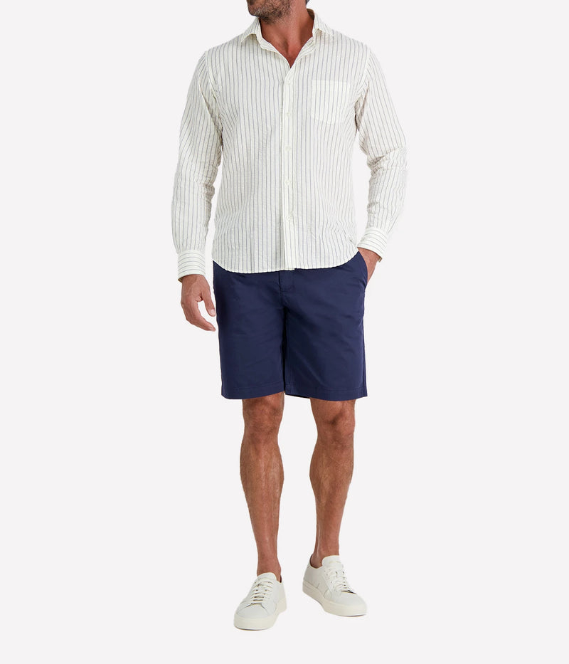Paul Woven Shirt in Off White and Navy