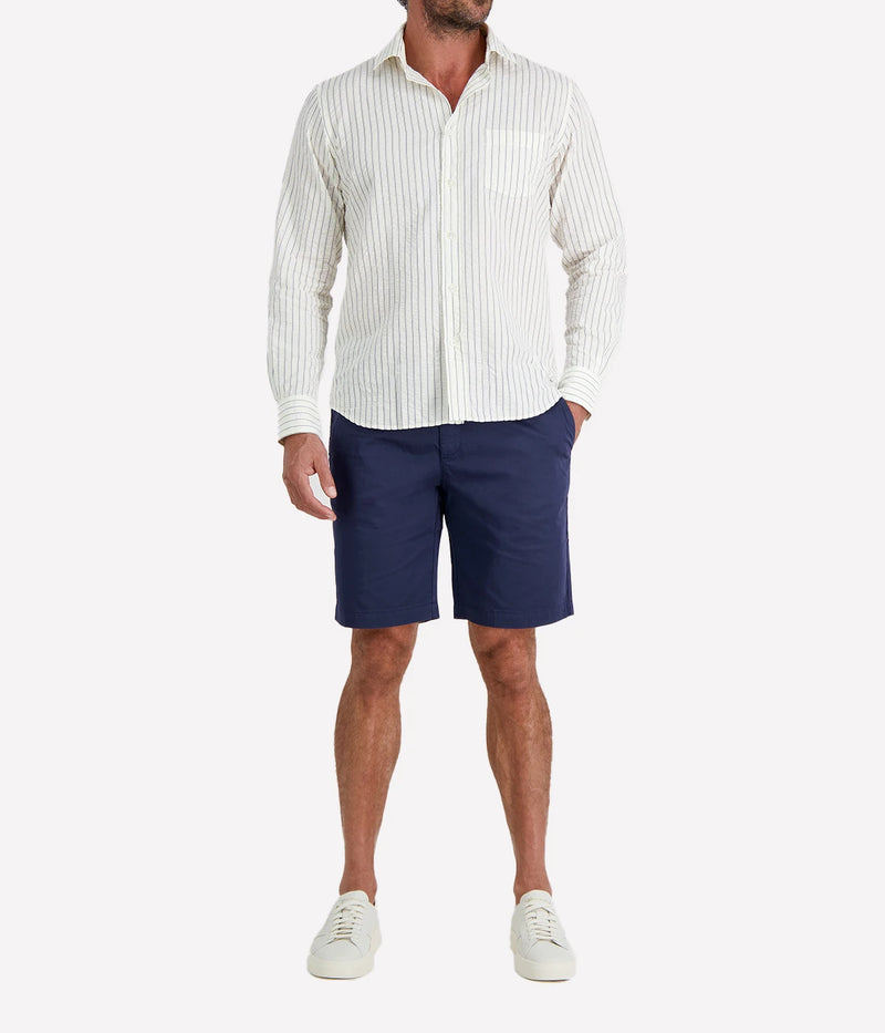 Paul Woven Shirt in Off White and Navy