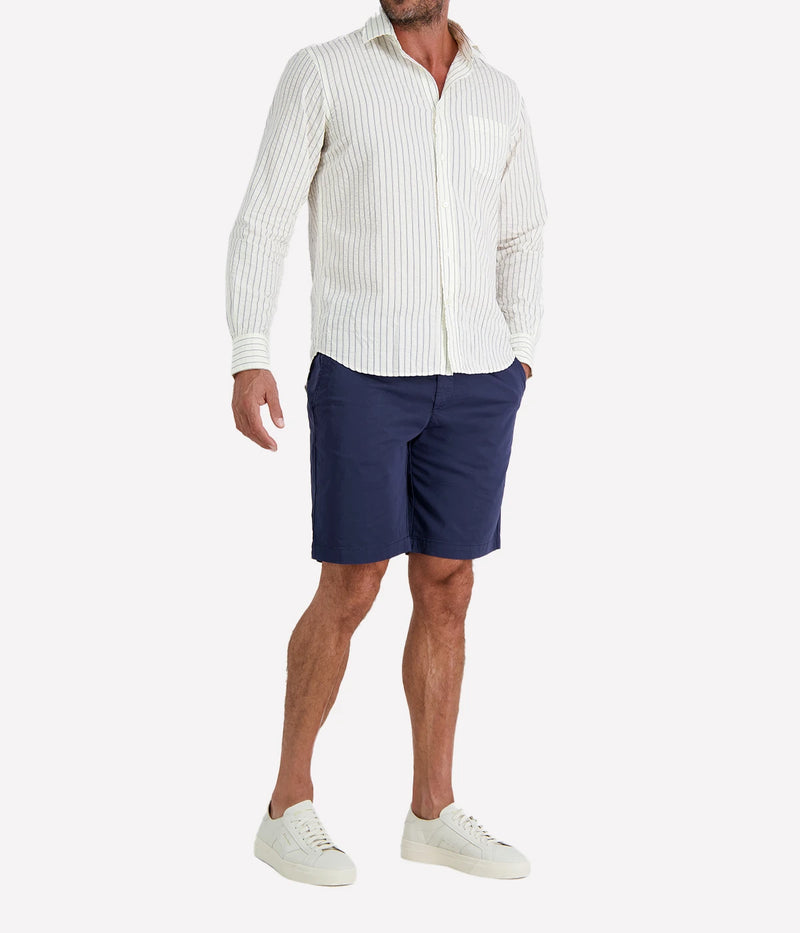 Paul Woven Shirt in Off White and Navy