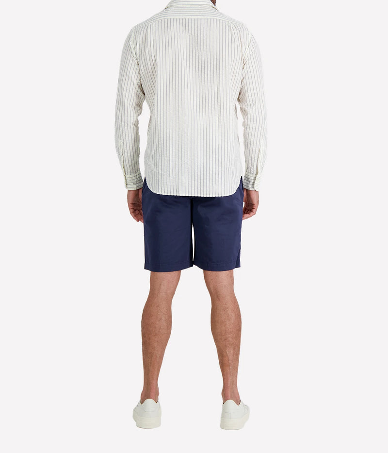 Paul Woven Shirt in Off White and Navy
