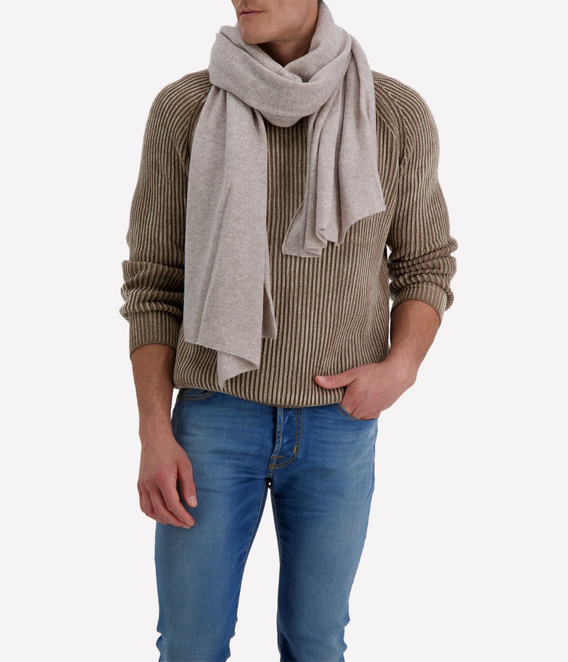 Cashmere Knitted Scarf in Natural