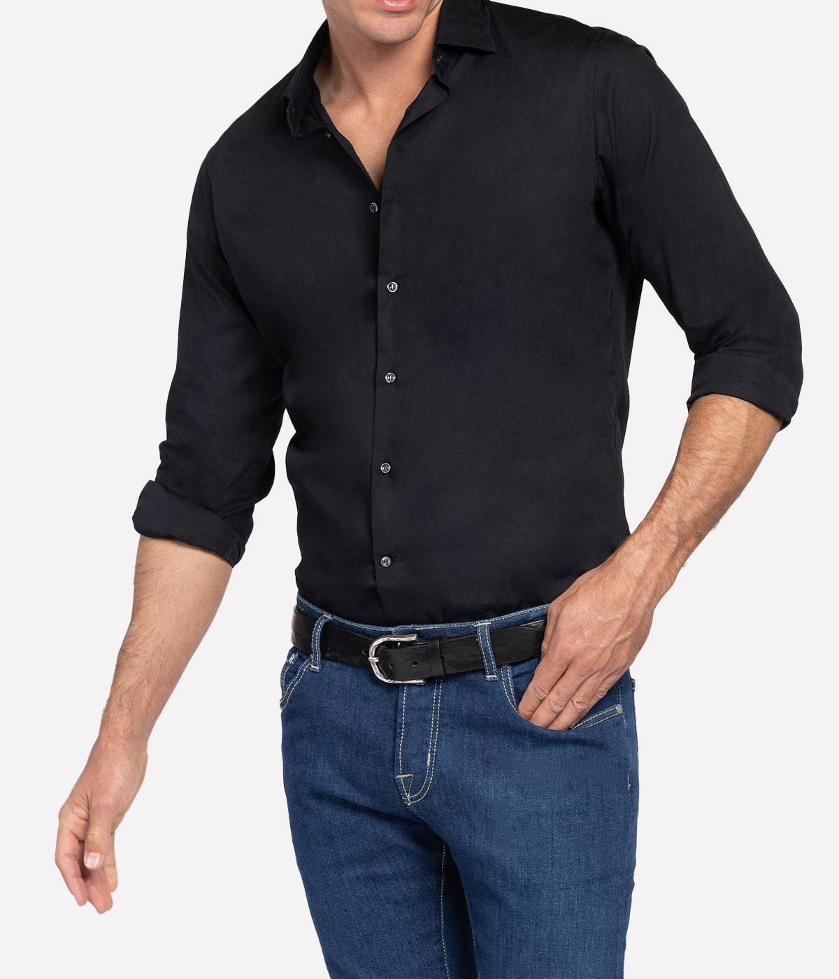 Slim Fit Business Shirt in Black