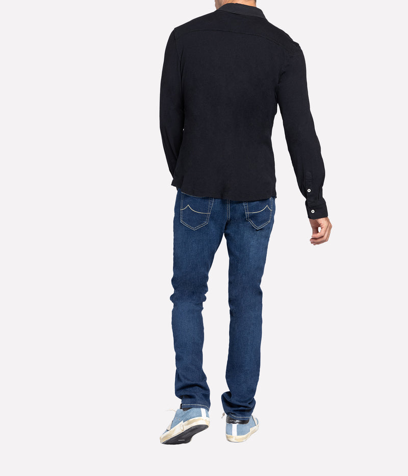 Marcio Linen Blend Long Sleeve in Black