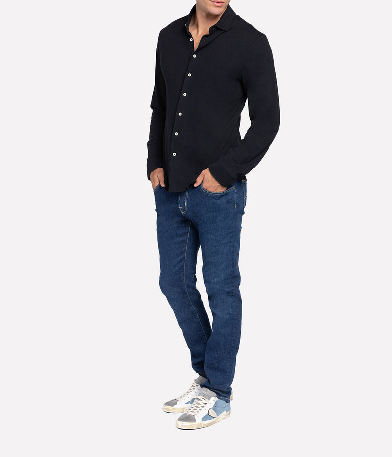 Marcio Linen Blend Long Sleeve in Black