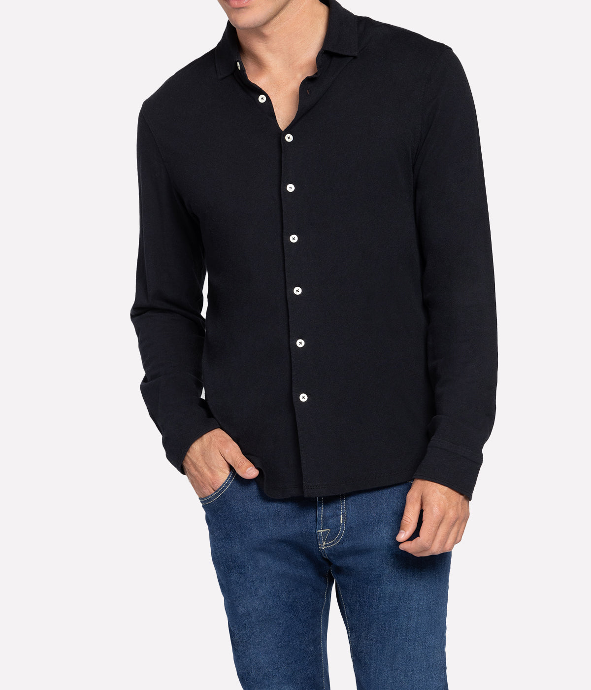 Marcio Linen Blend Long Sleeve in Black