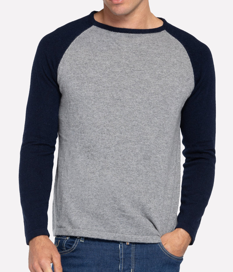 Baseball Sweater in Navy & Grey