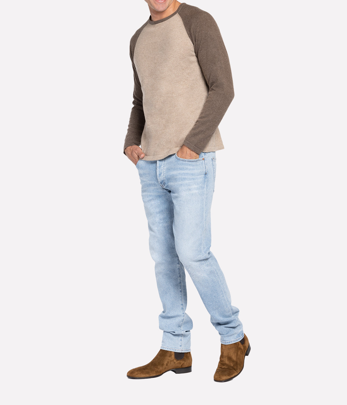 Baseball Sweater in Taupe & Beige