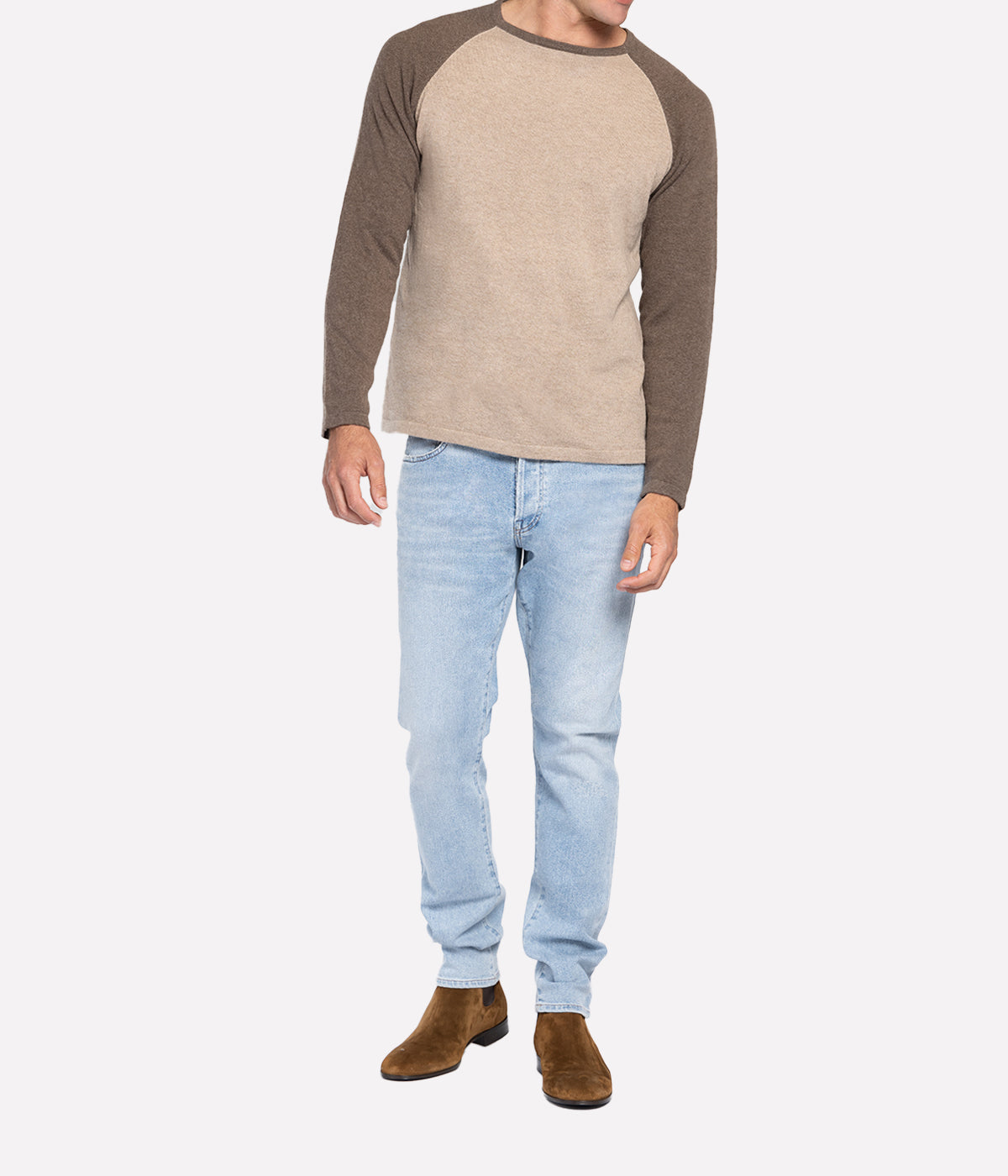 Baseball Sweater in Taupe & Beige