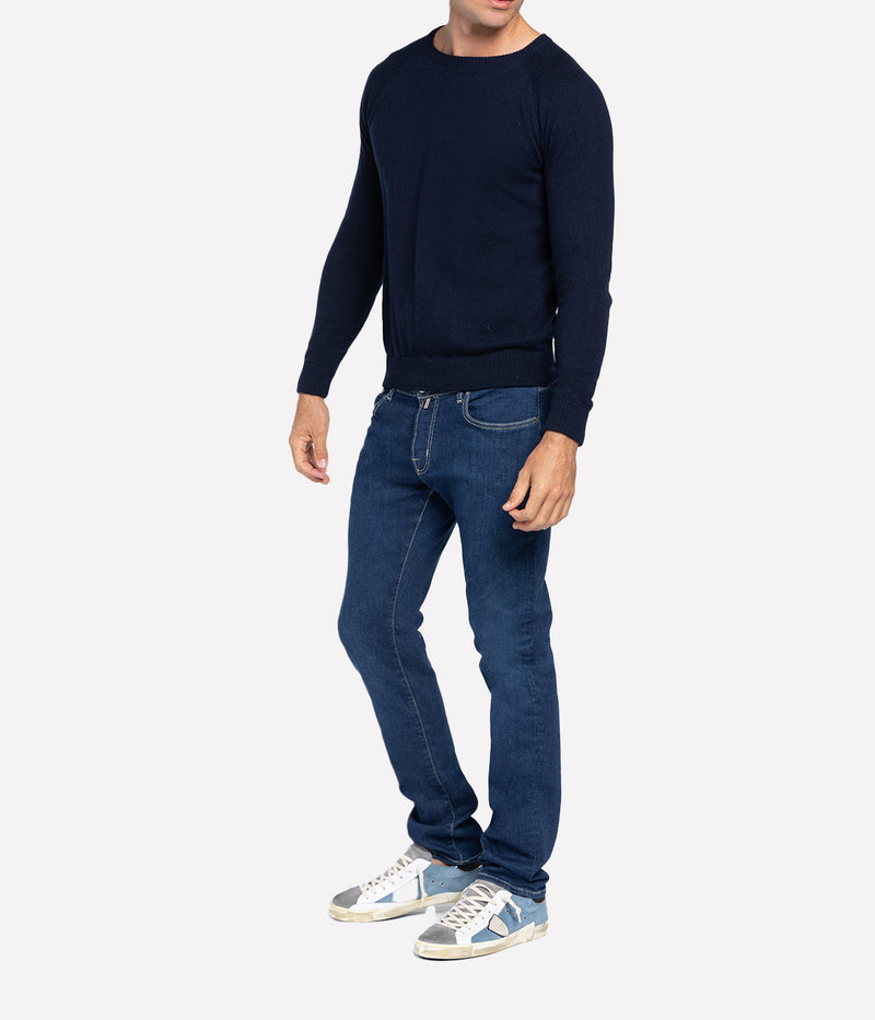 Baby Cashmere Crew in Navy