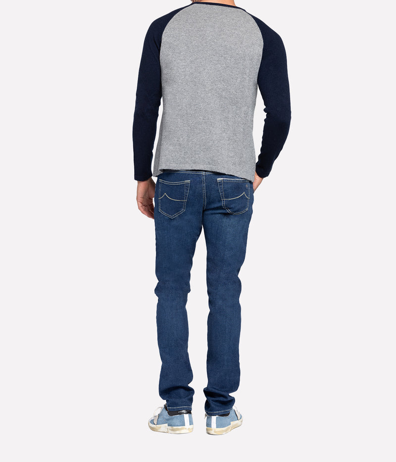 Baseball Sweater in Navy & Grey