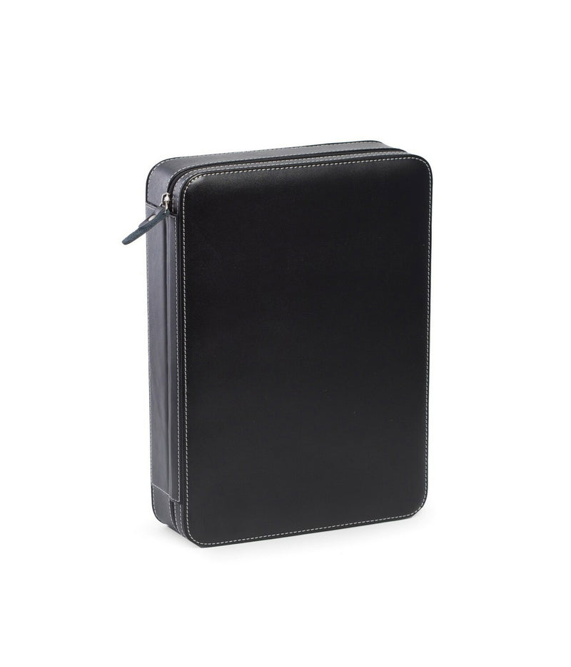 Travel Watch & Accessory Case in Black Leather