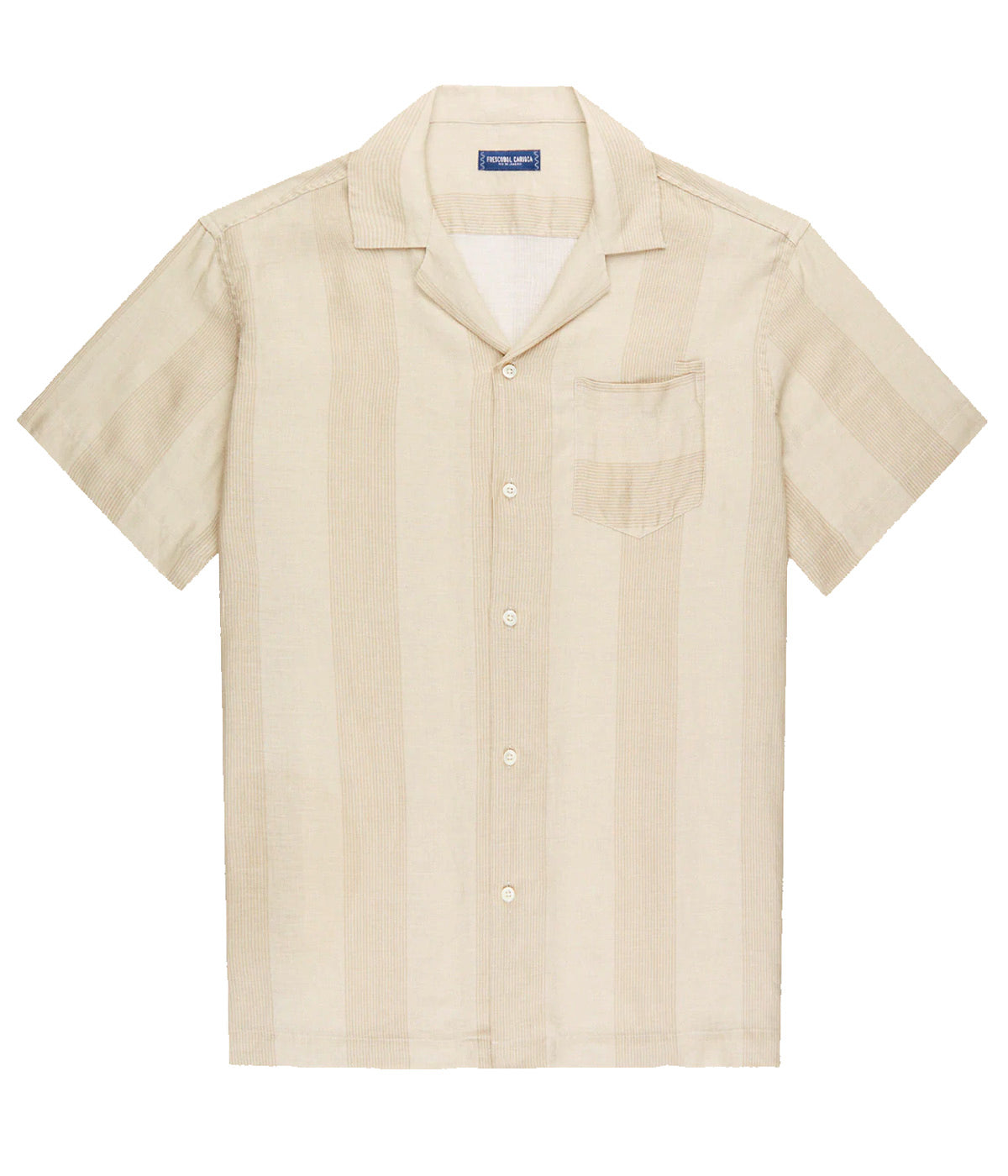Angelo Linen Short Sleeve Shirt in Leblon Fine Tripe Taupe