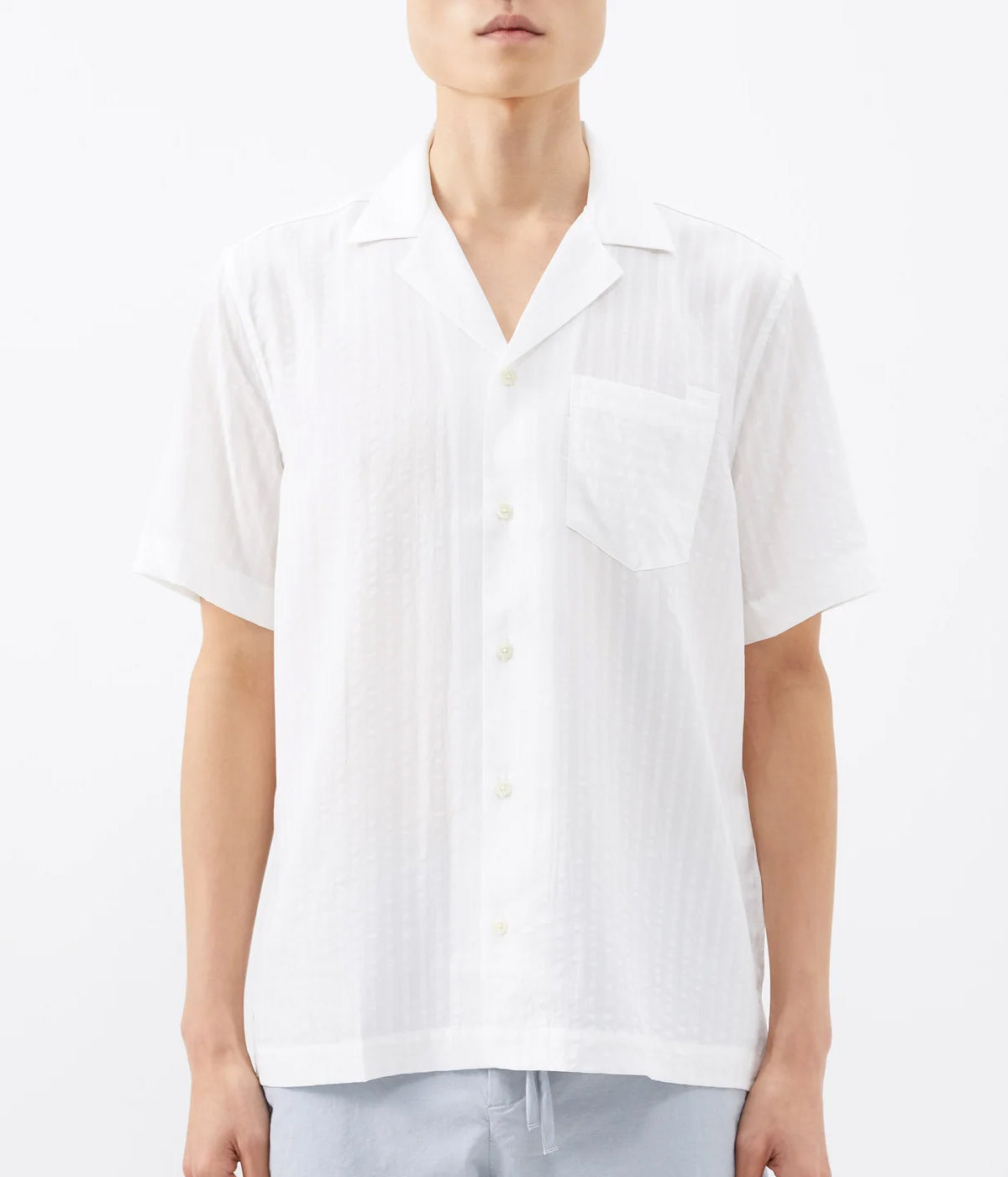 Angelo Tencel Seersucker Short Sleeve in White