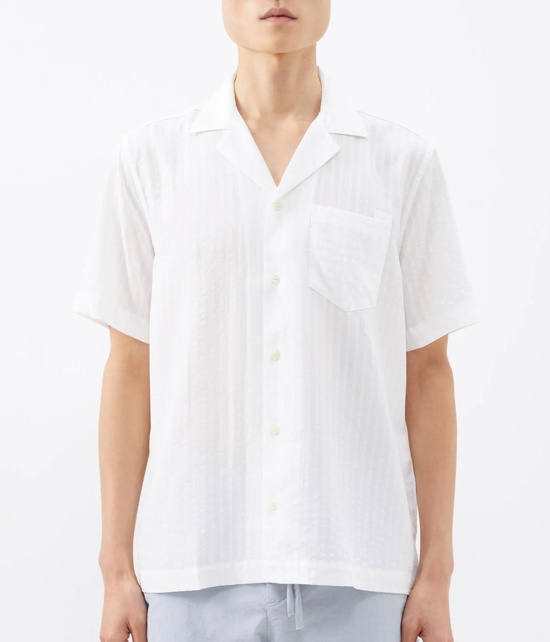 Angelo Tencel Seersucker Short Sleeve in White