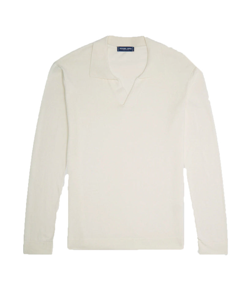 Aurelio Long Sleeve Polo in Coconut Milk