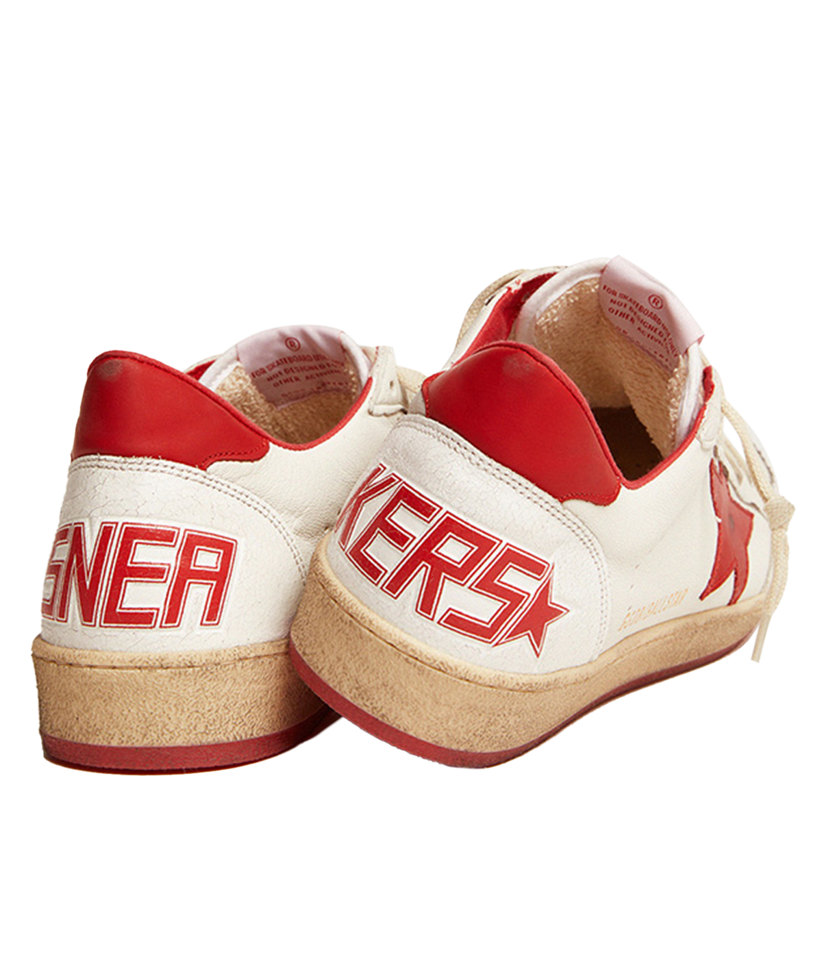 Ball Star Nappa Upper Matt Leather in White & Strawberry Red