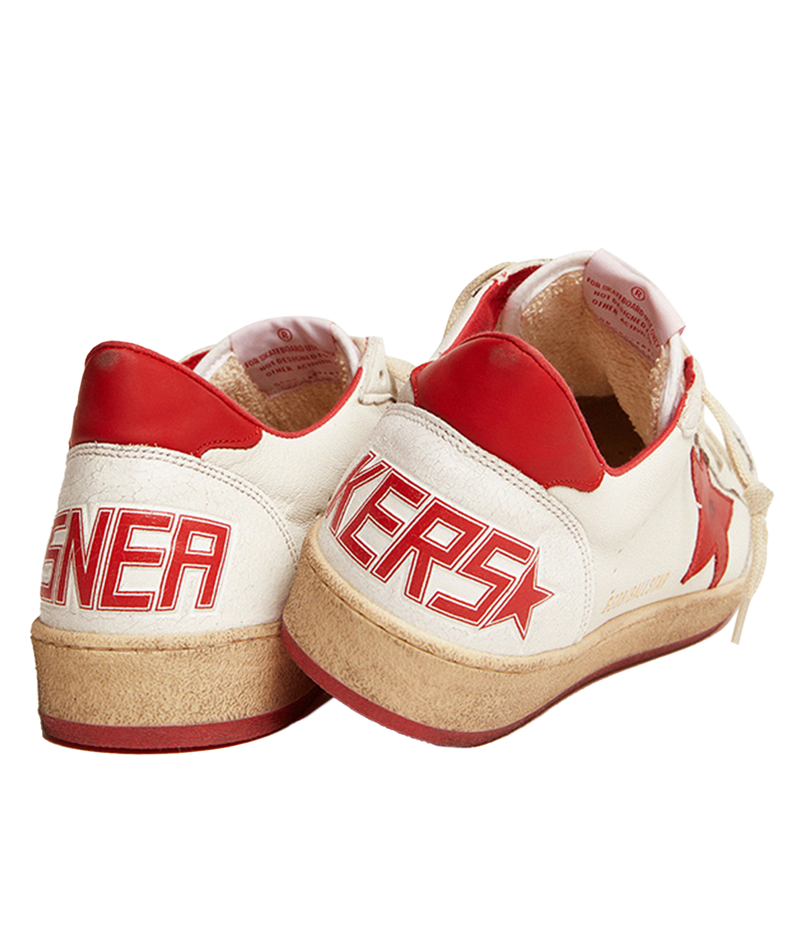 Ball Star Nappa Upper Matt Leather in White & Strawberry Red