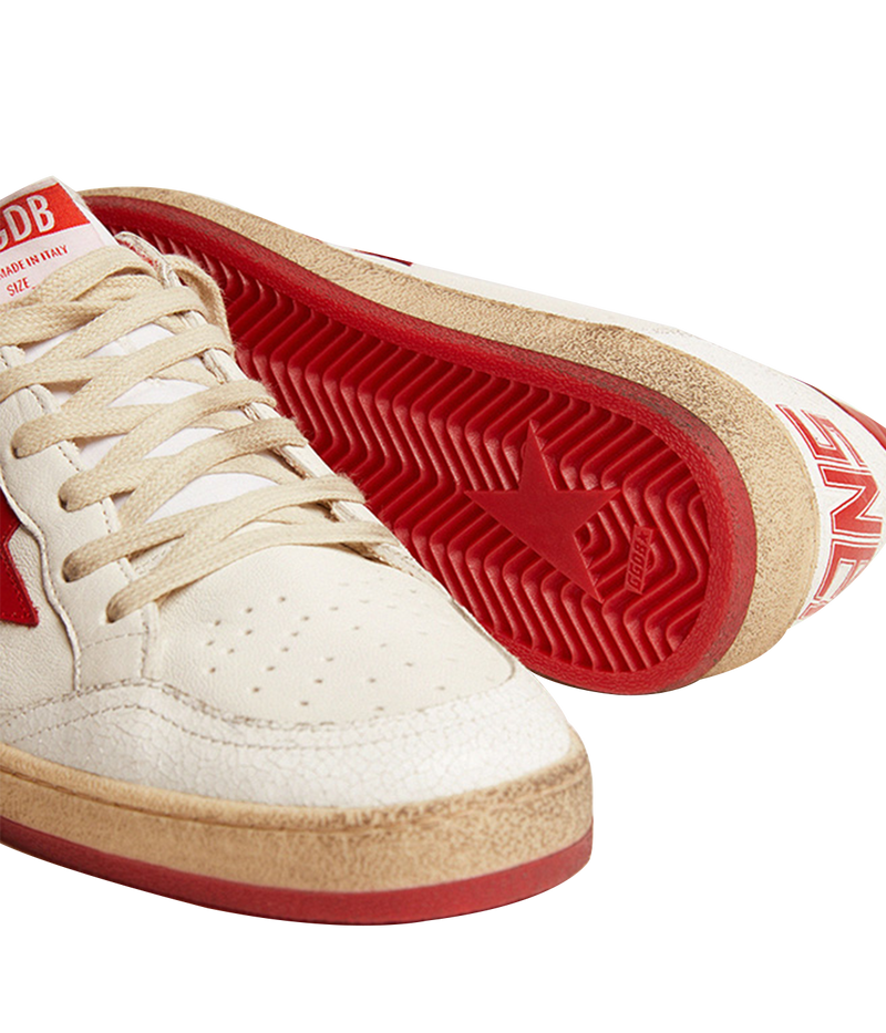 Ball Star Nappa Upper Matt Leather in White & Strawberry Red