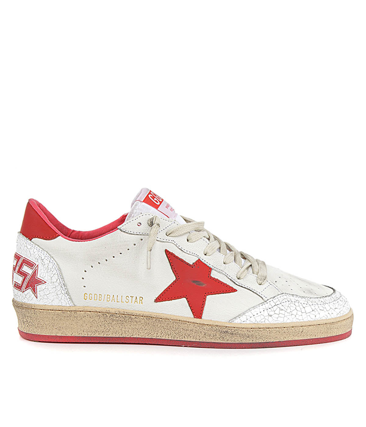 Ballstar Nappa Upper Matt Leather Star Crack in White, Strawberry & Red