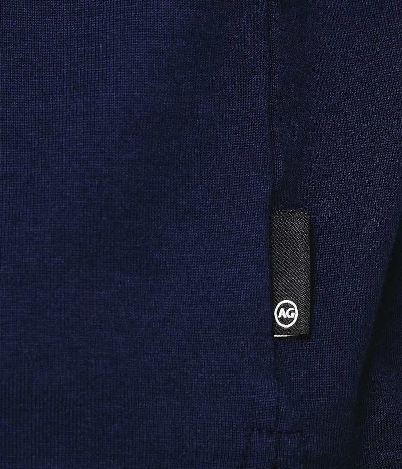 AG Jeans Bryce Johnny Collar in Deep Navy – Close Up View on Logo Label Cotton Johnny Collar Polo Shir