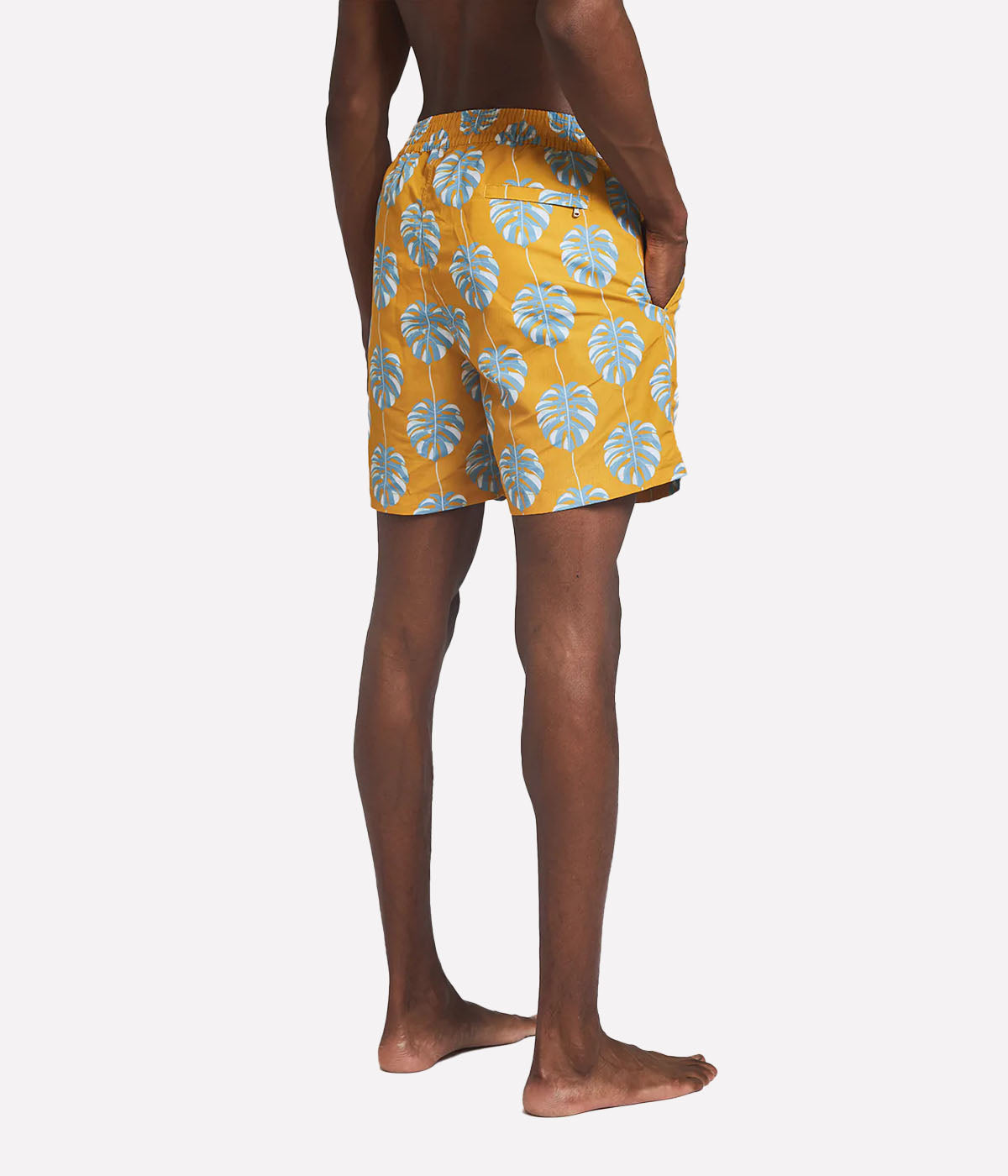 Classic Swim Short Botanico Leaf Print in Sunset Yellow & Cool Blue