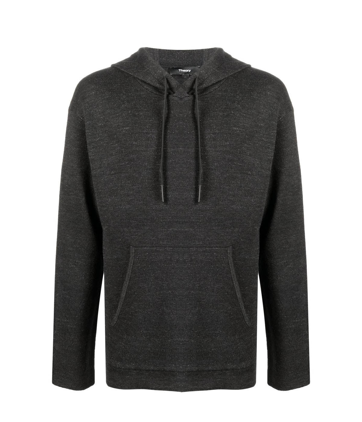 Cannes Knitted Drawstring Hoodie in Black
