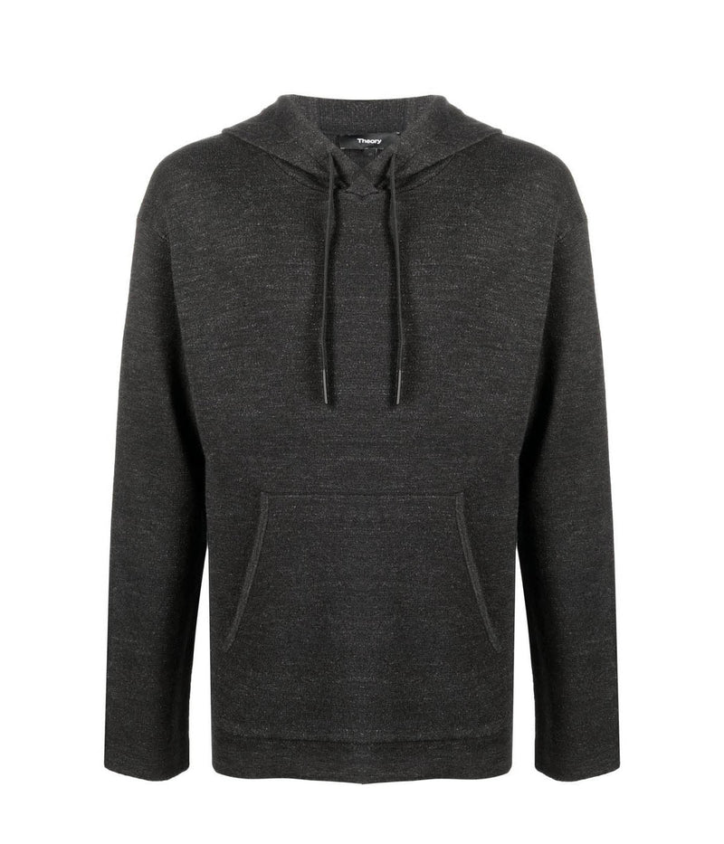 Cannes Knitted Drawstring Hoodie in Black