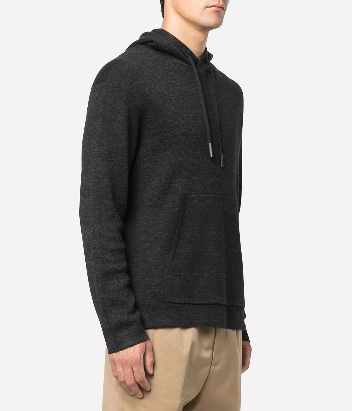 Cannes Knitted Drawstring Hoodie in Black