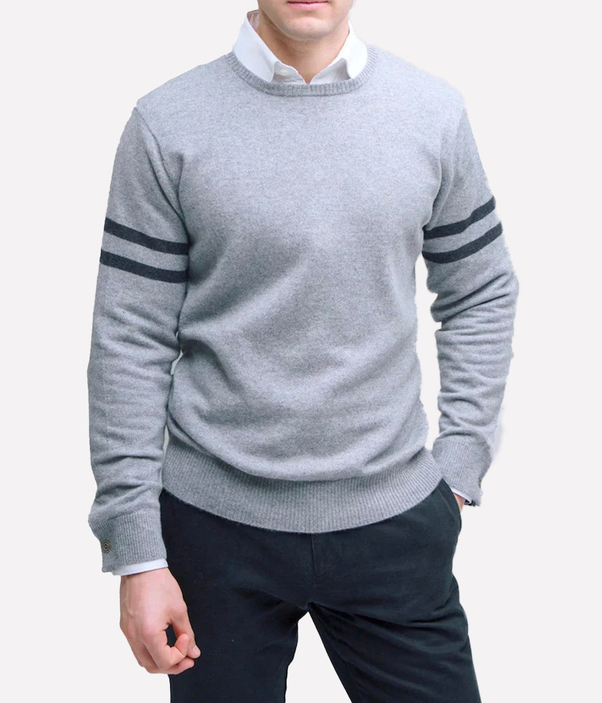 *FINAL SALE* Crew with Stripe Detail in Grey