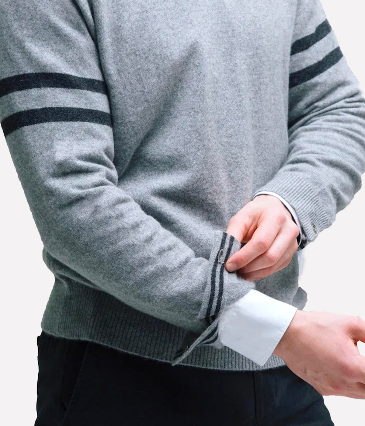 *FINAL SALE* Crew with Stripe Detail in Grey