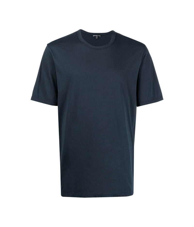 Luxe Lotus Jersey Crew Neck T-Shirt in French Navy
