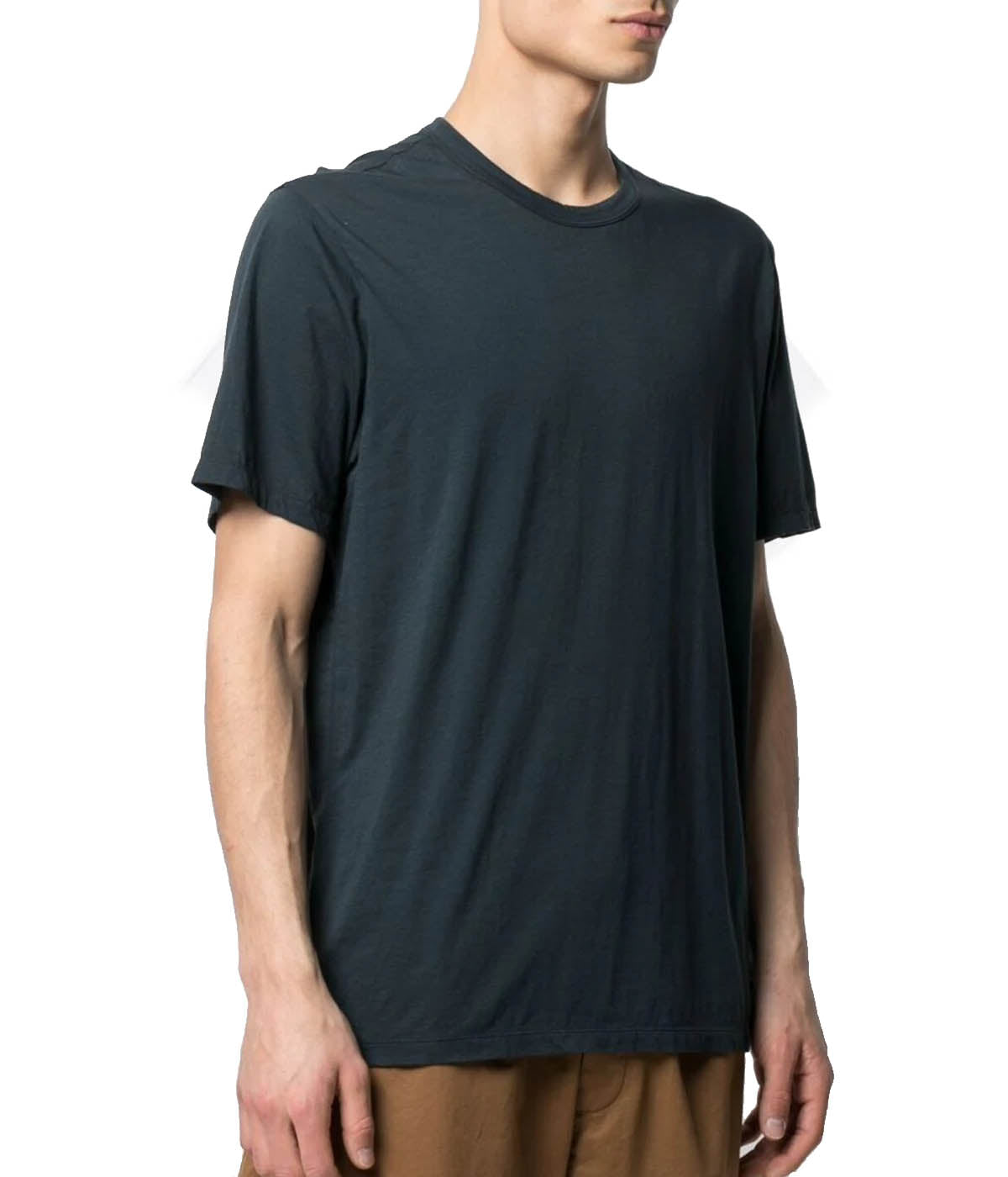 Luxe Lotus Jersey Crew Neck T-Shirt in French Navy