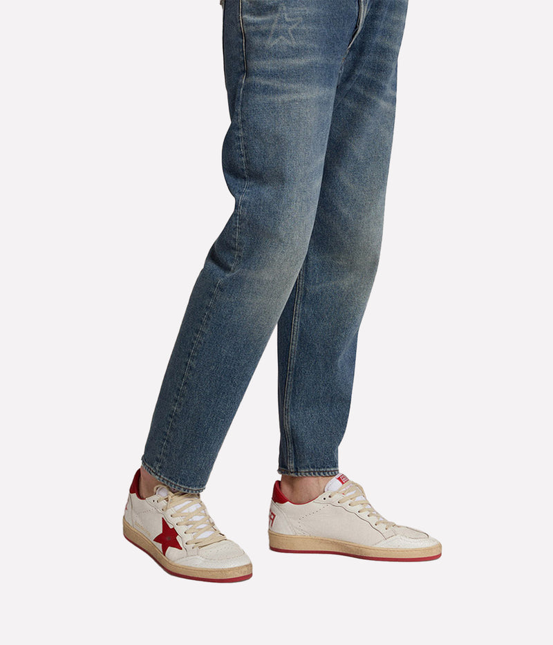 Ballstar Nappa Upper Matt Leather Star Crack in White, Strawberry & Red