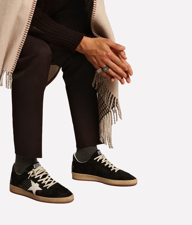 Ball Star with Stitching and Leather Star Heel in Black & White