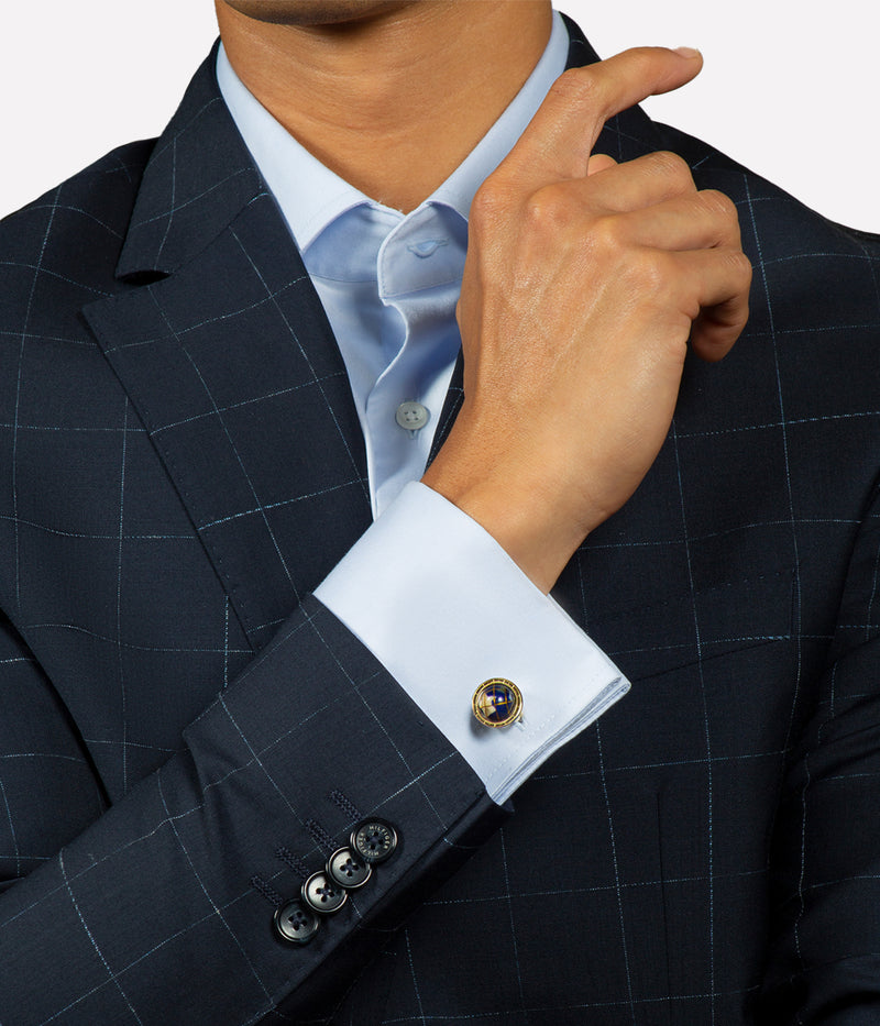 Globe Mosaic Cufflinks in Yellow Gold