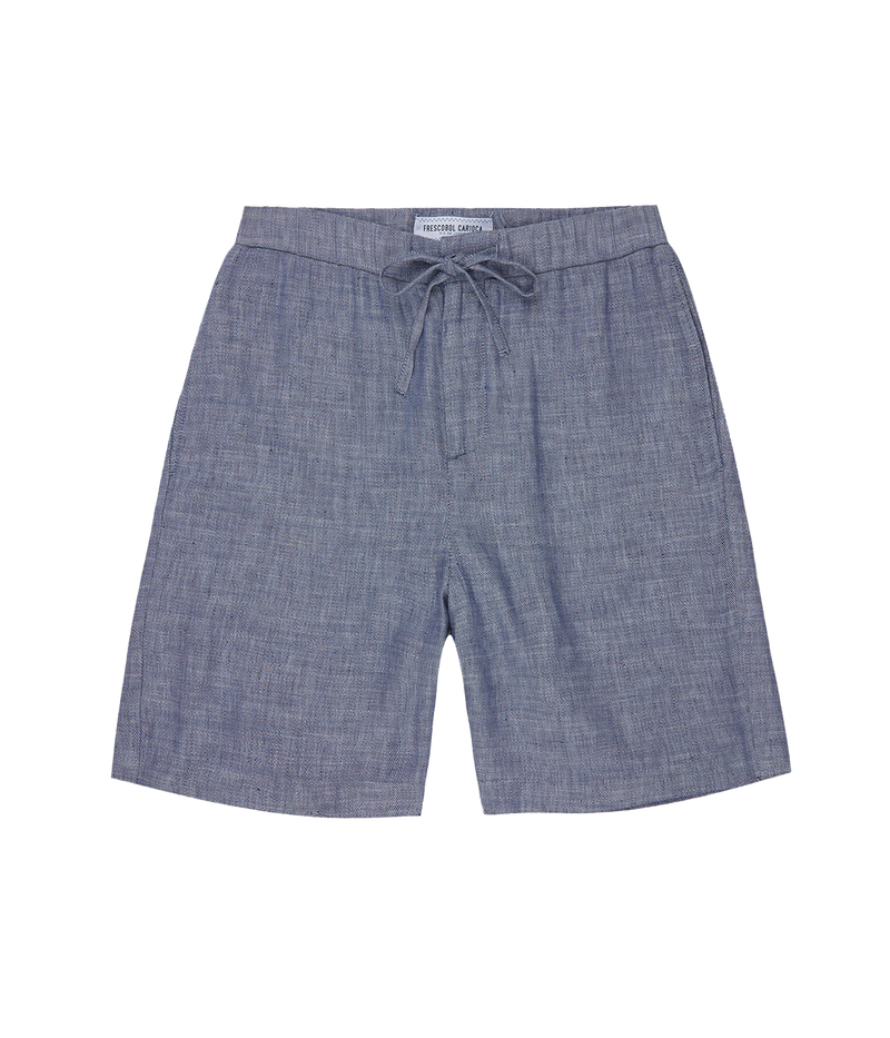 Frescobol Carioca Felipe Linen Shorts with drawstring waistband, sporty silhouette, and practical pockets.