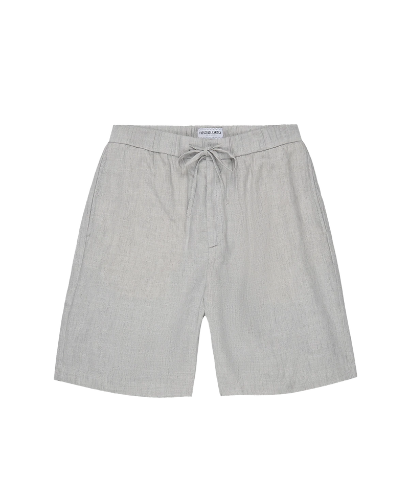Felipe Linen Short in Light Melange Grey