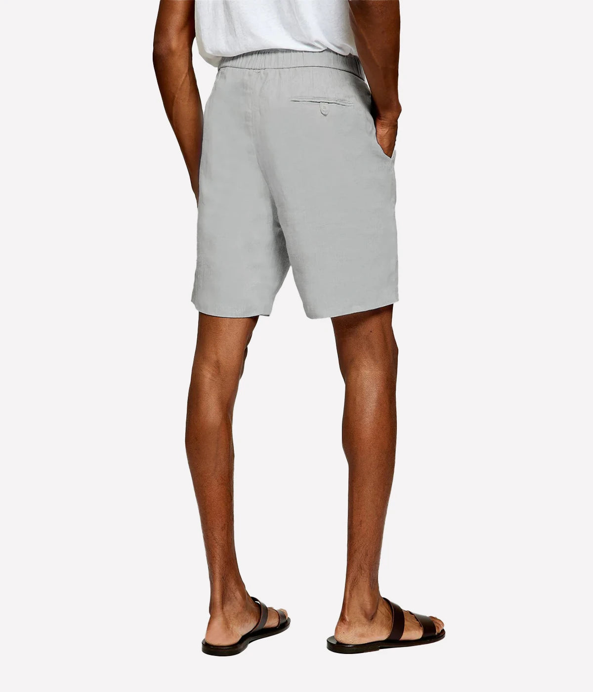 Felipe Linen Short in Light Melange Grey