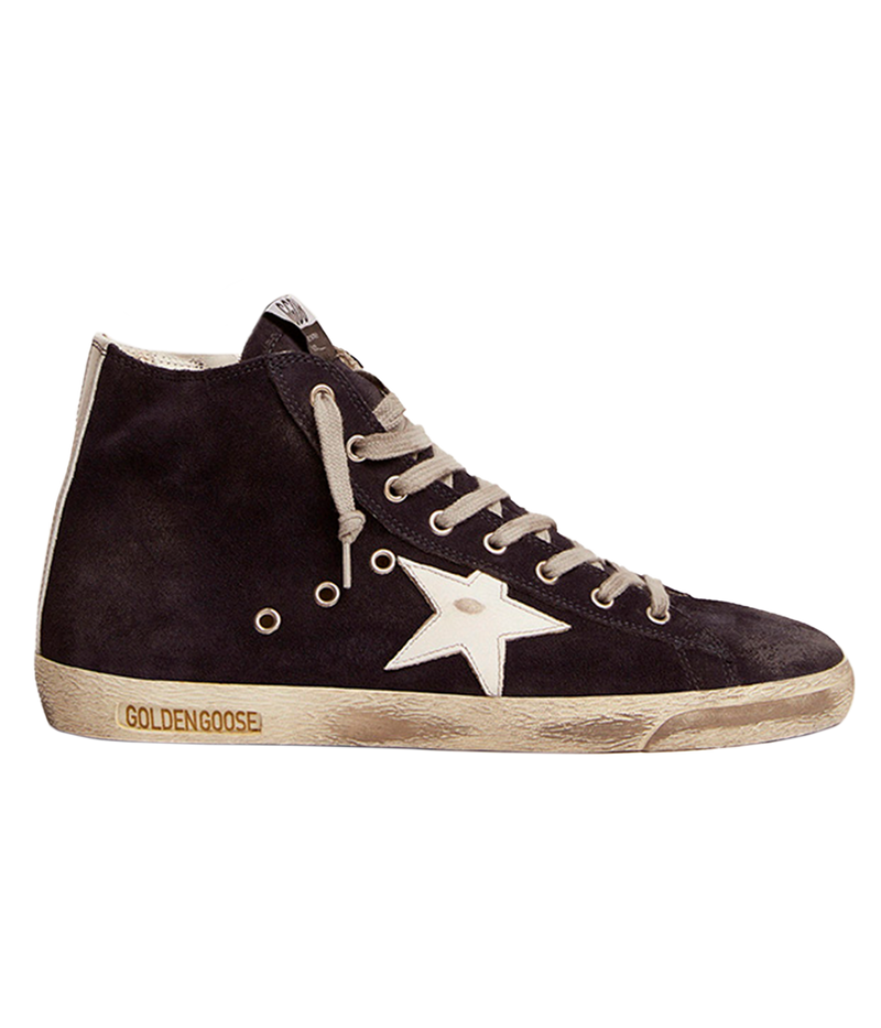 Francy Classic Suede Upper Shiny Leather Star in Night Blue & White