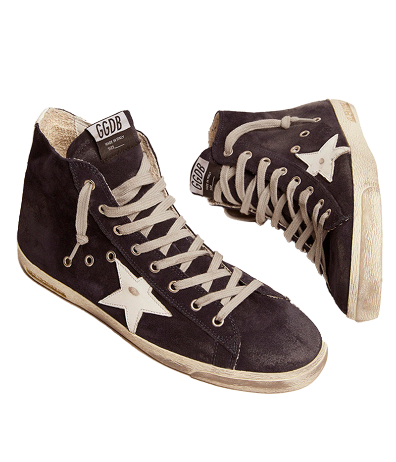 Francy Classic Suede Upper Shiny Leather Star in Night Blue & White