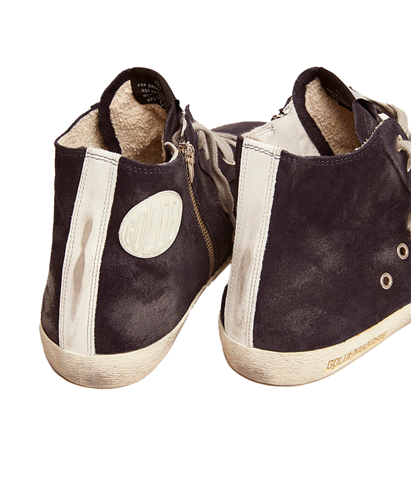 Francy Classic Suede Upper Shiny Leather Star in Night Blue & White